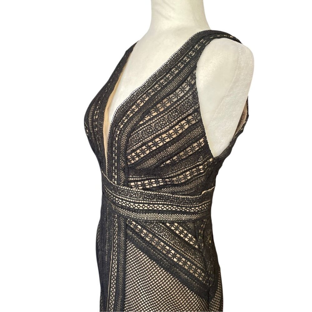 Alyce Black Lace Formal Prom Gown SZ 8 Goth Regency Long Train - Picture 6 of 14